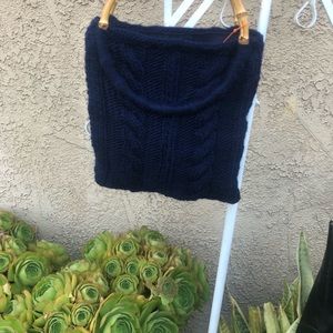 Blue knitted purse with bamboo handles!